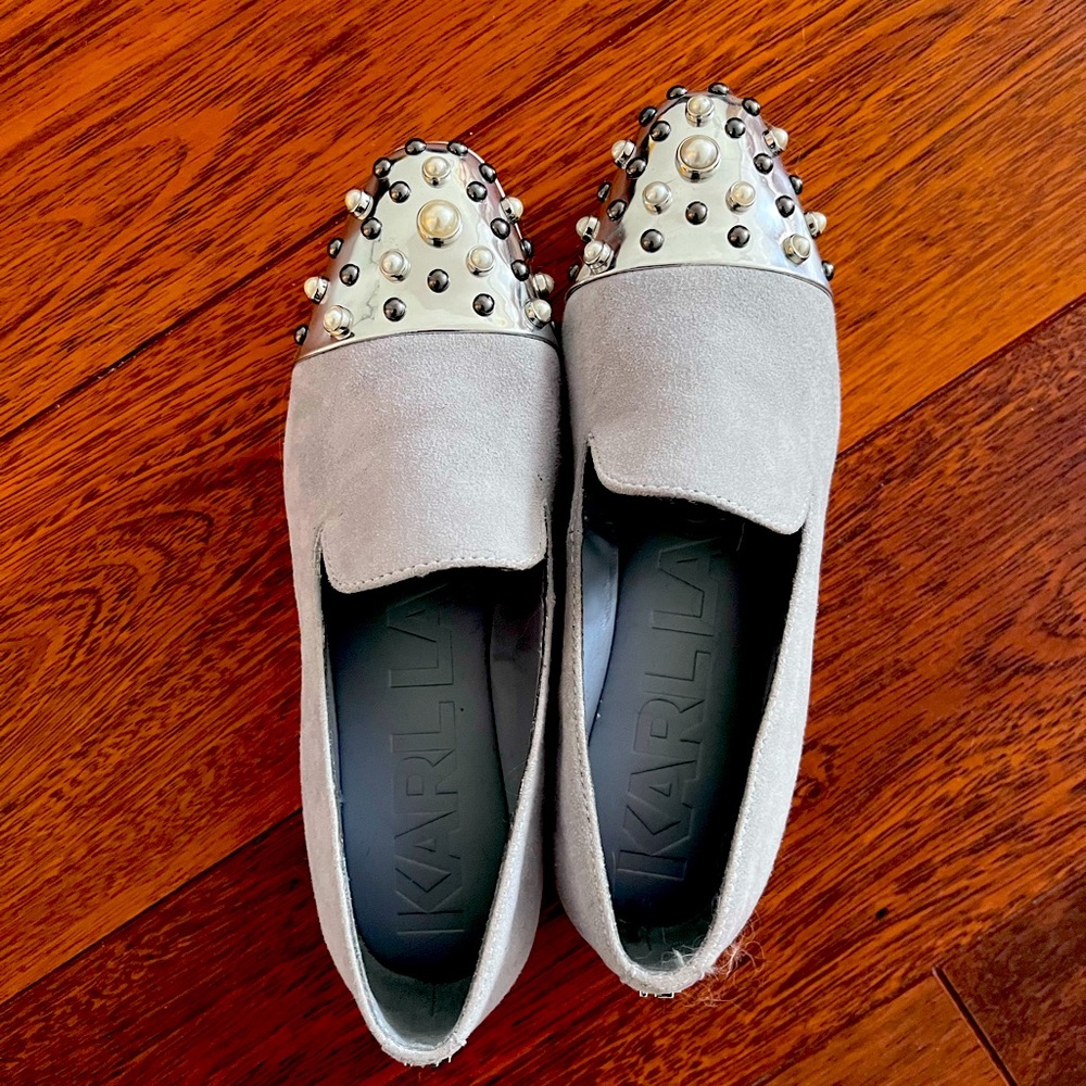 Karl lagerfield paris. Brinlee faux-pearl & suede platform shoes